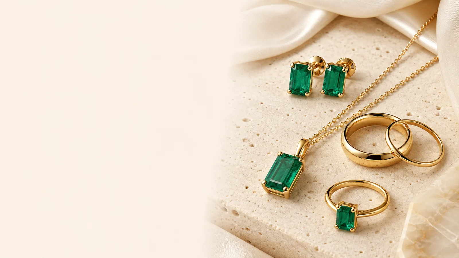 Selección editorial de joyas ALHENA en oro 18k y esmeraldas naturales