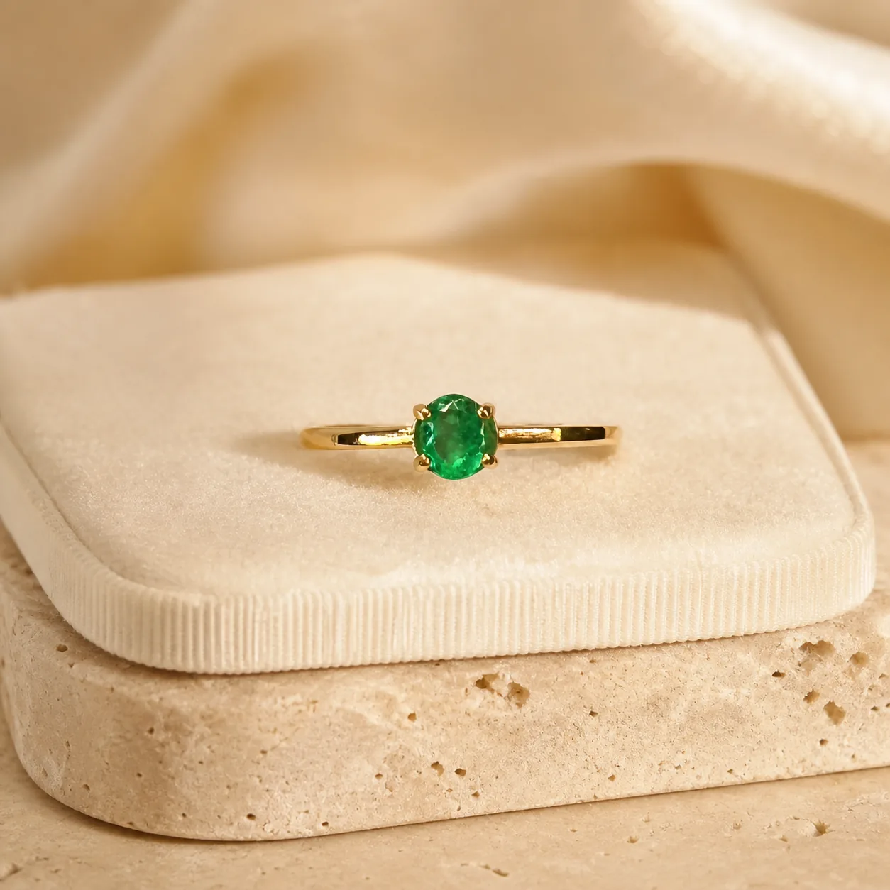 Anillo solitario de esmeralda